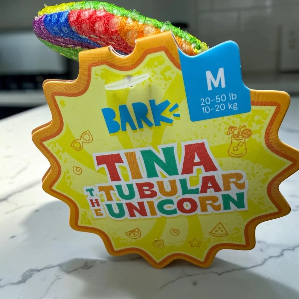 Bark Box Tina The Tubular Unicorn Plush Dog Toy Chew Toy Medium